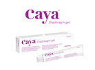 Caya Diaphragm gel shown with its white and purple product box and a matching tube of gel on a plain white background.